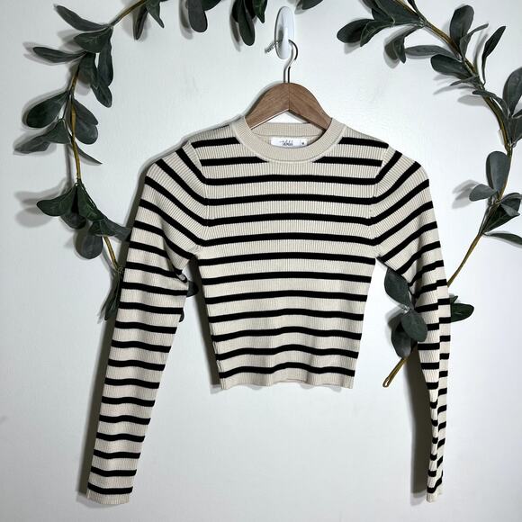 NWT Talulah Striped Long Sleeve Cropped Sweater - Picture 1 of 4